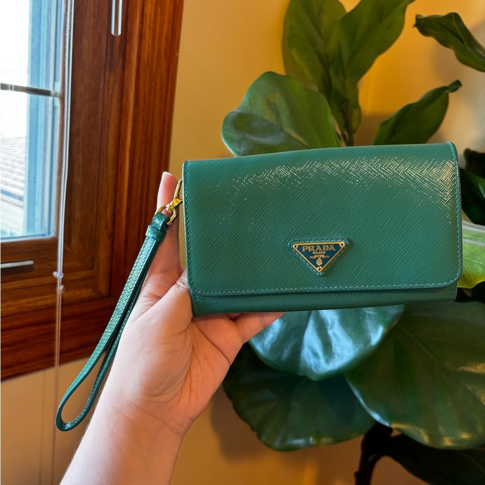 PRADA wristlet/wallet. Authenticity card shown in photos